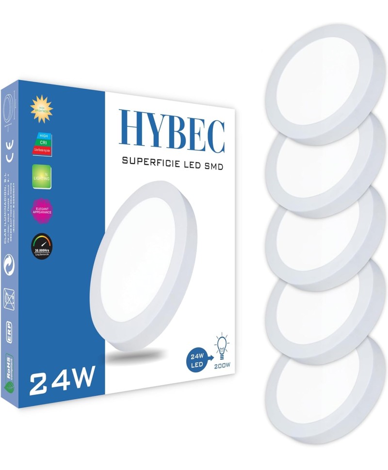 Plafón LED 24W, Downlight LED Superficie