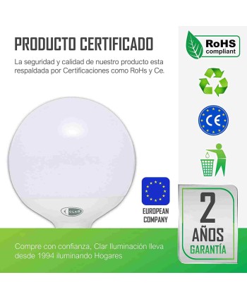 Globo LED E27 20W G120, Bombilla Grande