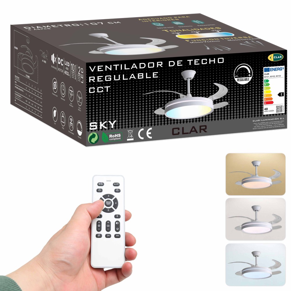 CLAR - Ventilador de Techo Regulable CCT (Níquel)