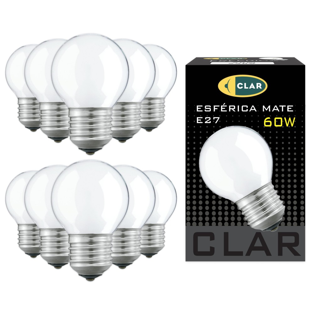 Bombilla Esférica E27 Clara Mate 60W