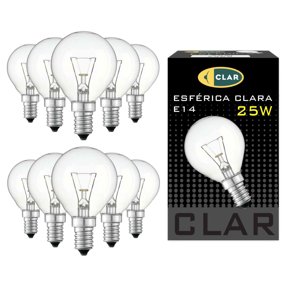 Bombilla Esférica Clara Incandescente E14 25W