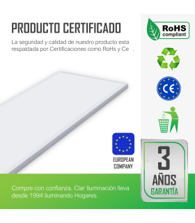 CLAR - Plafon LED techo Rectangular 90x30, Panel LED Superficie, Panel LED para Cocina, Plafon Rectangular LED de techo, 36W CCT