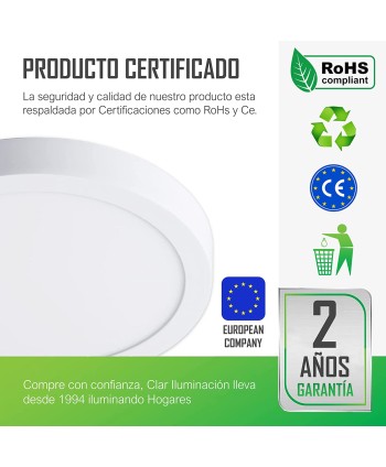 Plafón LED 24W, Downlight LED Superficie