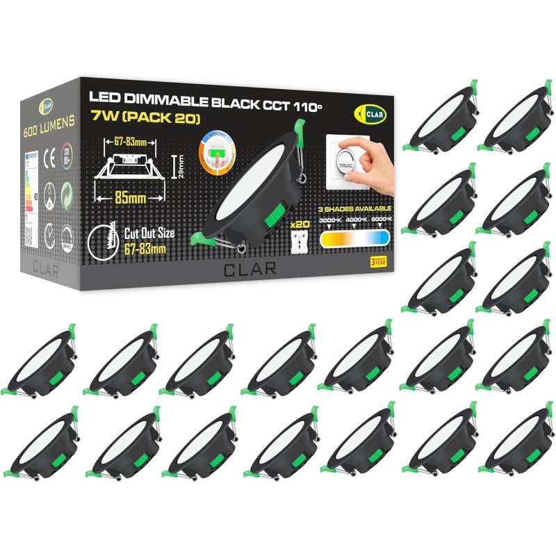 Downlight Regulable CCT Negro 7W Corte Ø66-75mm 110º