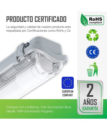 copy of Pantalla Estanca LED 1x60, 1x120, y 1x150cm, (Tubos No Incluidos)