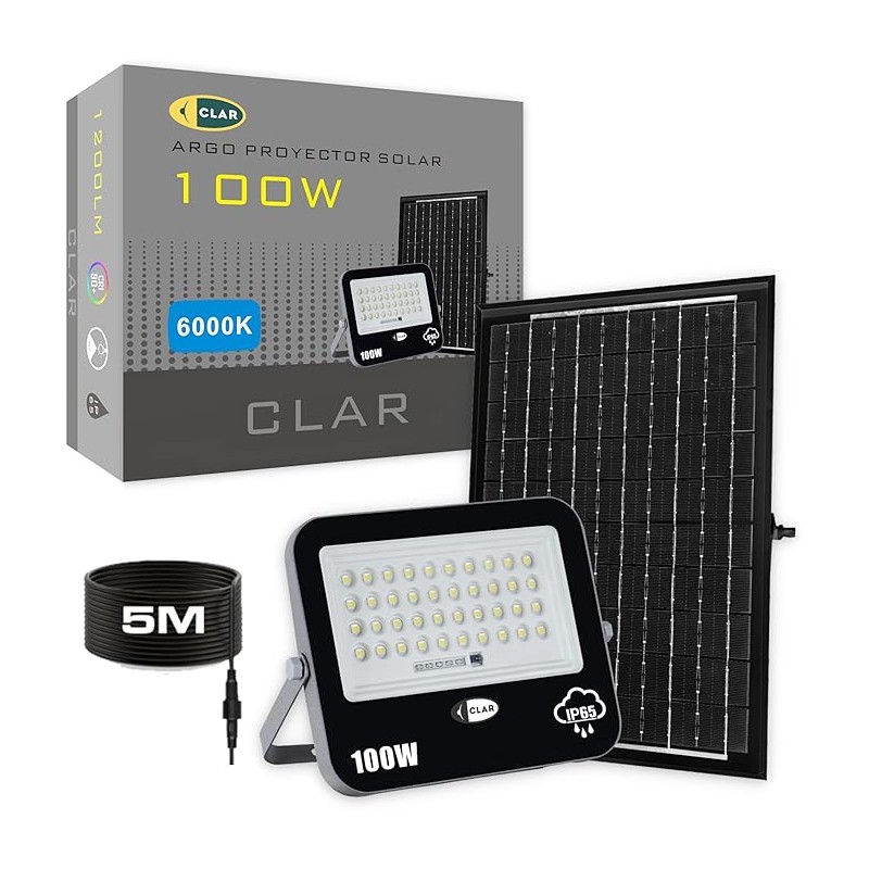 Proyector Solar 100W con Sensor Crepuscular ARGO