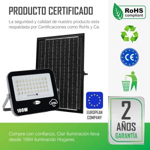 Proyector Solar 100W con Sensor Crepuscular ARGO