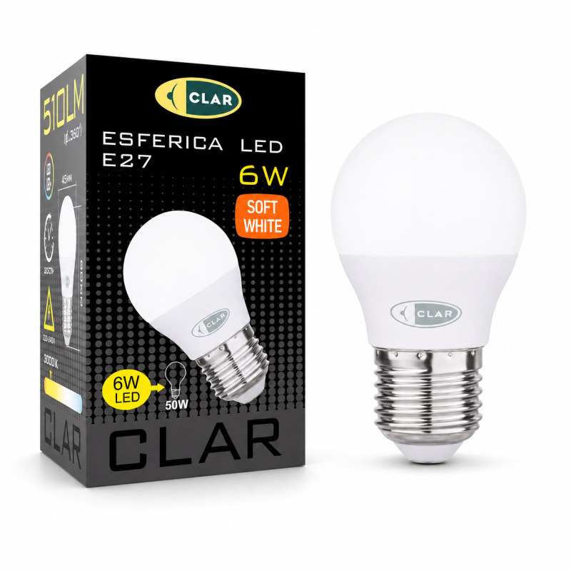 Bombillas LED E27 6W Pequeña Mate G45