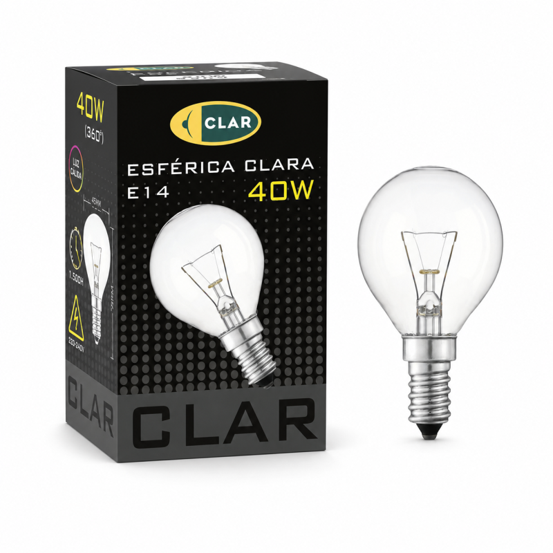 copy of Bombilla Esférica Clara Incandescente E14.