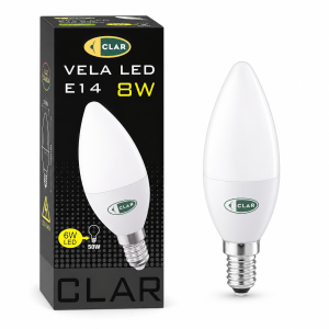 CLAR - Bombilla LED E14, 8W...