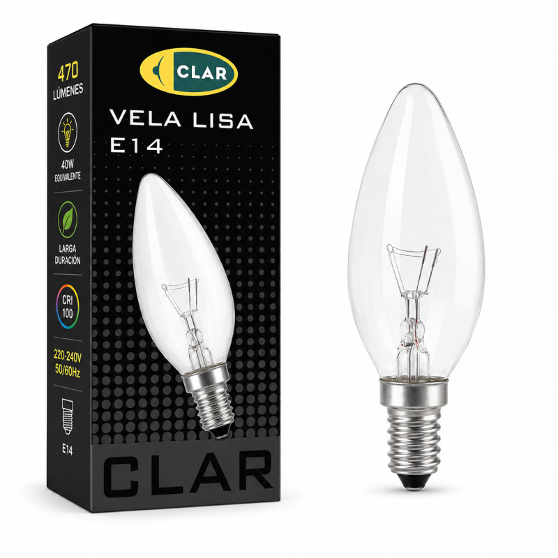 copy of Bombilla Estilo Vela Clara E14.