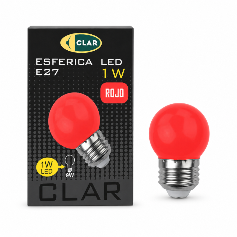 ESFERICA LED E27 1W ROJA