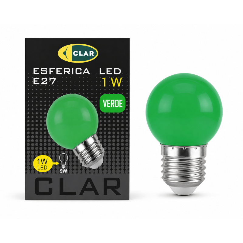 ESFERICA LED E27 1W  VERDE