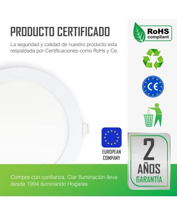 Downlight LED Empotrable 20W Redondo.