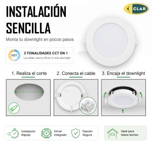 Downlight LED Techo Empotrable 12W 3 Tonalidades CCT