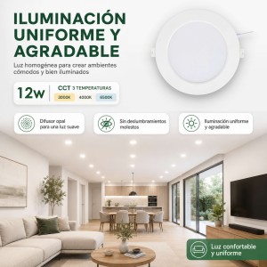 Downlight LED Techo Empotrable 12W 3 Tonalidades CCT