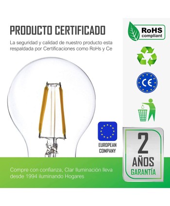 Bombillas LED E27 Filamento 8W A60
