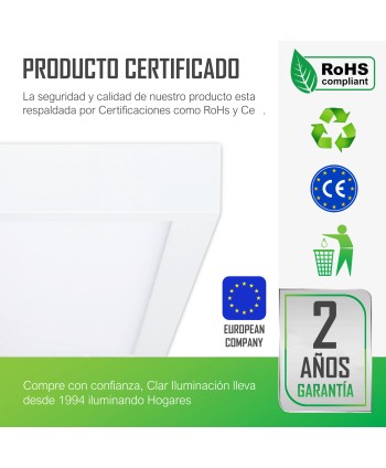 Panel LED Superficie Cuadrado 60X60 40W.